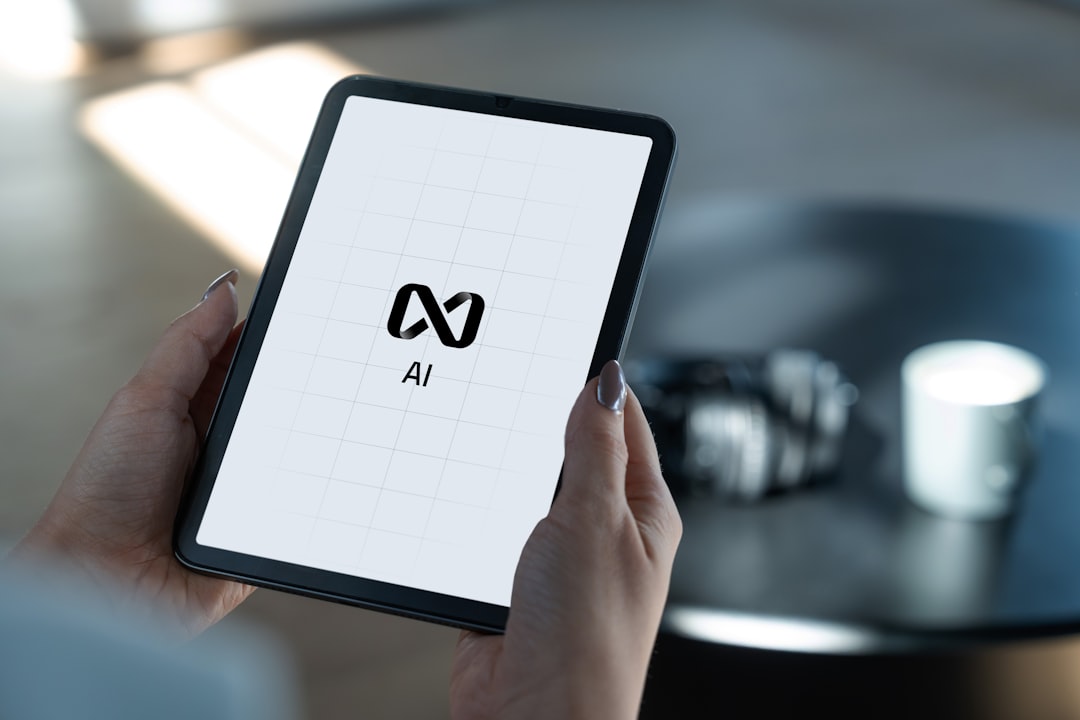 User working on IPad with AI technology software